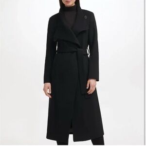 Kenneth Cole Black Wrap Coat with Belt